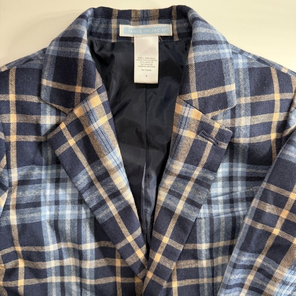 Janie and Jack Plaid Blazer Jacket Toddler Boys 3 Wool Sport Coat Blue Tan - Picture 5 of 9